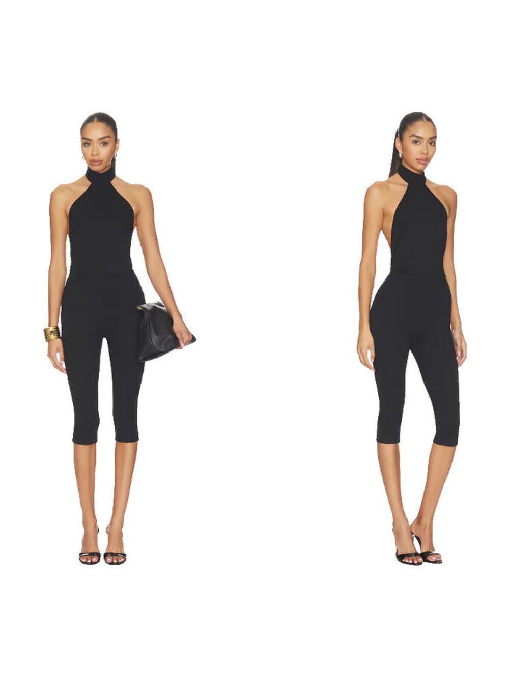 Superdown Avi Open Back Capri Jumpsuit Black size S NWT